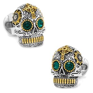 sterling silver and gold day of the dead skull cufflinks