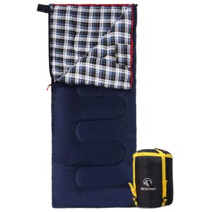 redcamp outdoors cotton flannel sleeping bag for camping hiking climbing backpacking, 3-season trip warm s envelope sleeping bags 75 by 33 inches (navy blue with 2lbs filling)