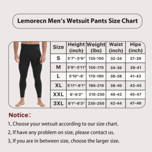 Lemorecn Wetsuit Pants Men 3mm Neoprene Swim Pants for Swimming Canoeing Snorkeling Scuba Kayaking Diving(1031black-S)