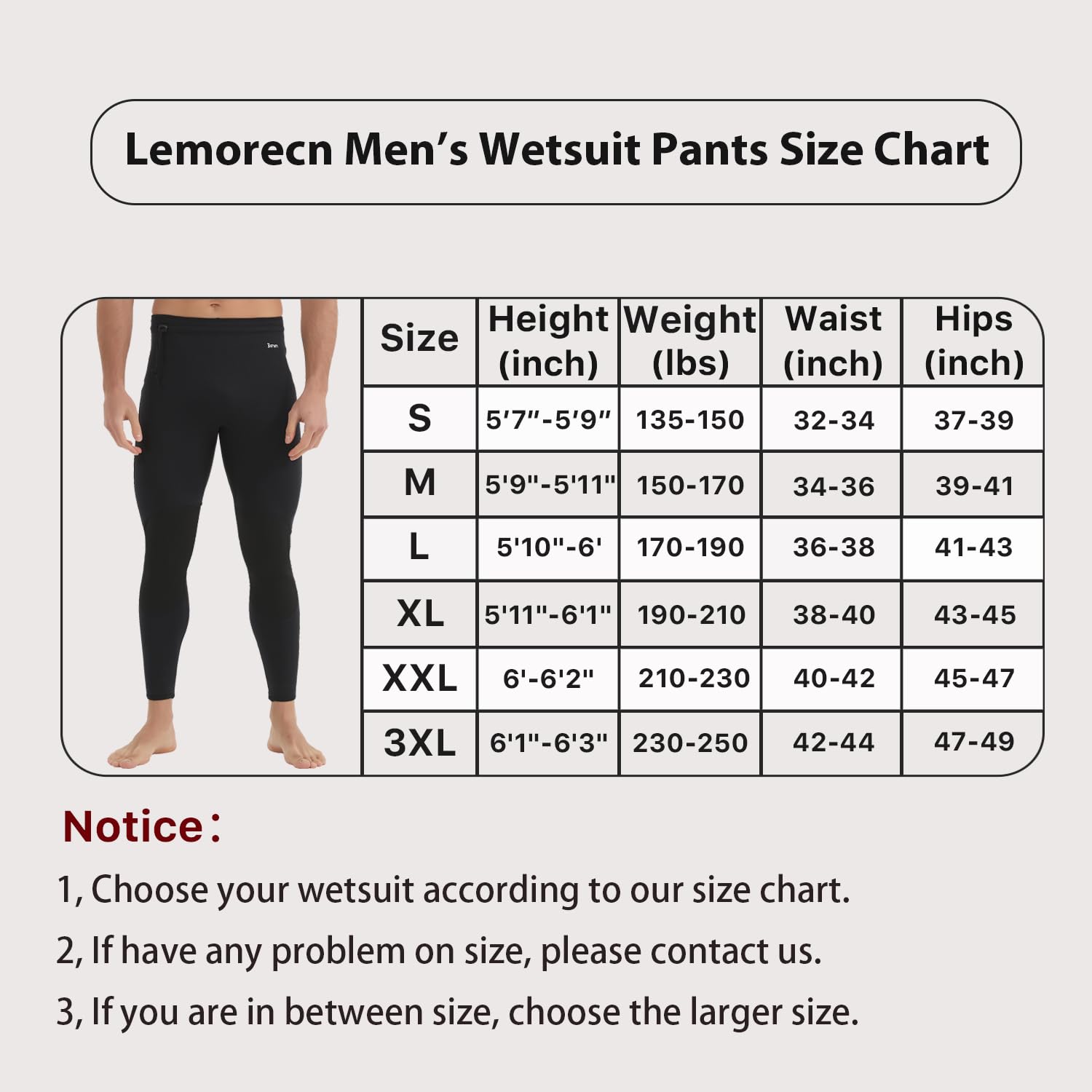 Lemorecn Wetsuit Pants Men 3mm Neoprene Swim Pants for Swimming Canoeing Snorkeling Scuba Kayaking Diving(1031black-S)