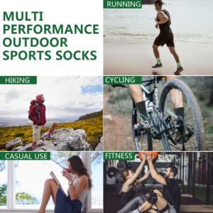 HUSO Hiking Socks Men Women Moisture Wicking Unique Printing Novelty Lightweight Running Hiking Crew Socks 3 Pairs (Multicolor, L/XL)