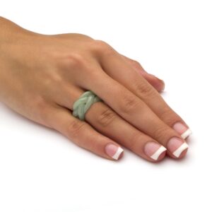 PalmBeach Genuine Green Jade Braided Eternity Ring Sizes 6-12 Size 6