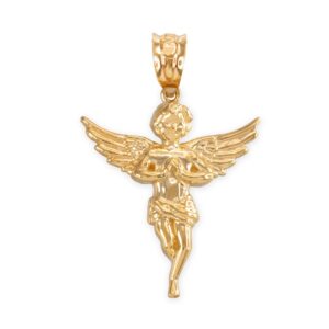 religious jewelry textured 14k gold praying angel charm pendant