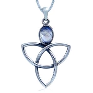 Silvershake Natural Moonstone 925 Sterling Silver Triquetra Celtic Knot Pendant