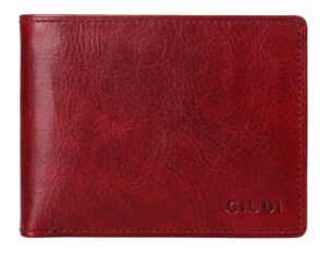 giudi deluxe comfortable bifold men’s wallet made in italy – 12 business credit card holder – id window - soft touch genuine cow leather - excellent gift in attractive packaging