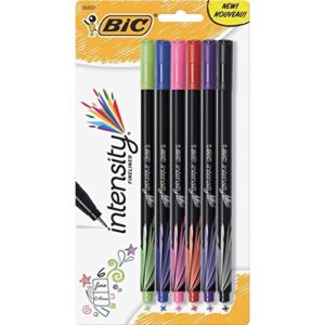 BIC Intensity Fineliner Marker Pen, Fine Point (0.4mm), Assorted Colors, Clean & Crisp Writing, 6-Count