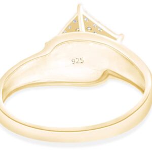 Jewel Zone US Natural Diamond Accent Engagement and Wedding Fashion Ring in 14k Gold Over Sterling Silver (0.03 Ct)