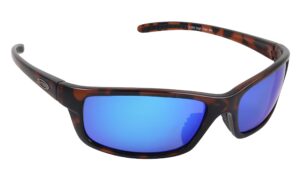 sea striker high tider polarized sunglasses, tortoise frame/blue mirror