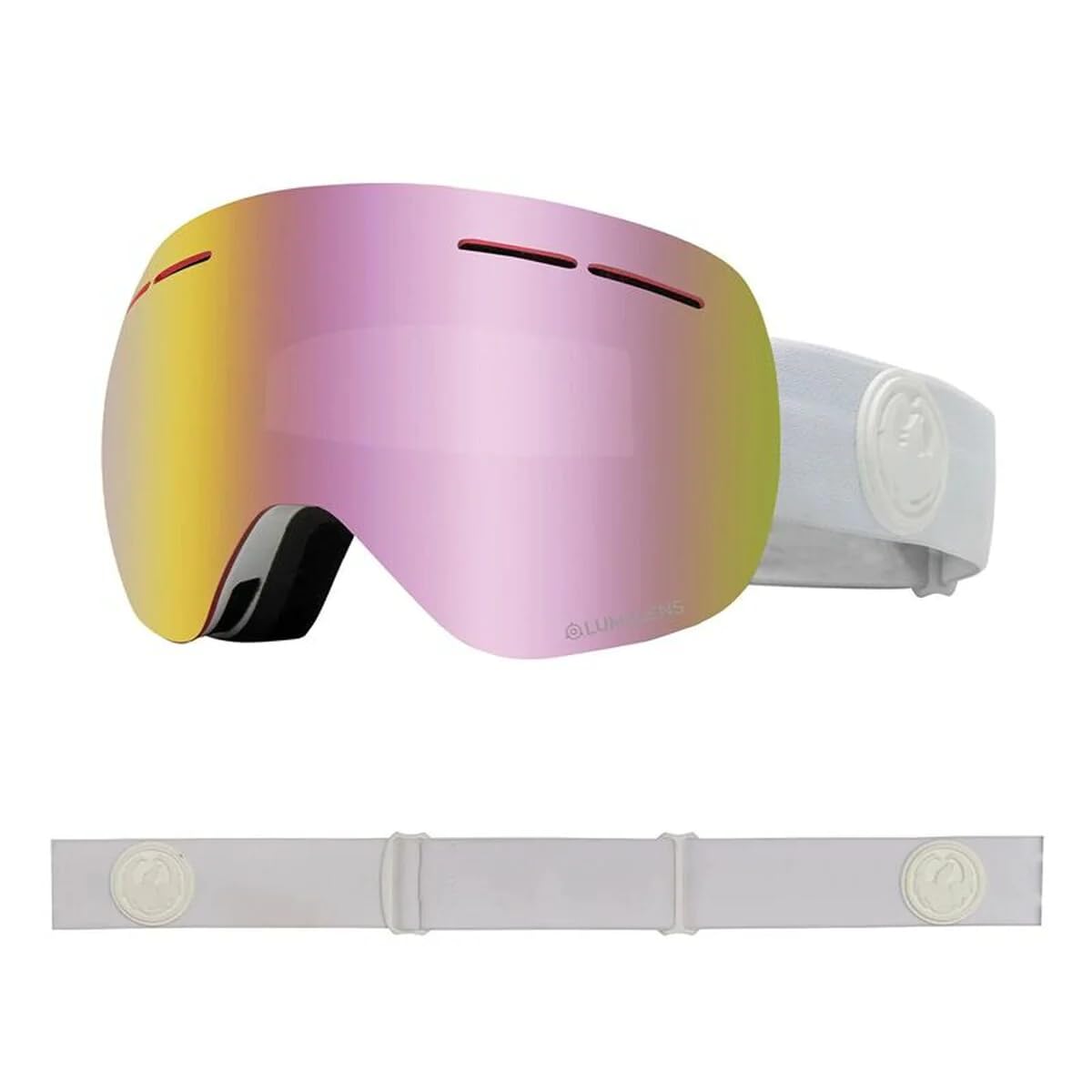 Dragon Alliance X1s Ski Goggles, Medium, White, Whiteout/Luma Pink Ion Lens