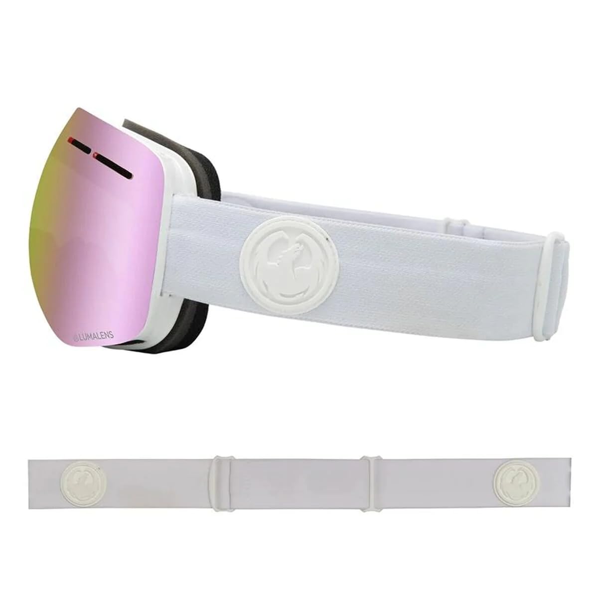 Dragon Alliance X1s Ski Goggles, Medium, White, Whiteout/Luma Pink Ion Lens