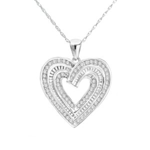 natalia drake 1/2 cttw diamond heart necklace for women in rhodium plated 925 sterling silver