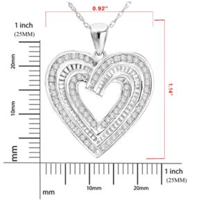 NATALIA DRAKE 1/2 Cttw Diamond Heart Necklace for Women in Rhodium Plated 925 Sterling Silver