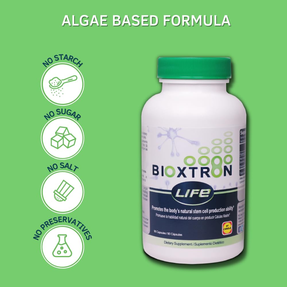 Bioxtron Life AFA Stem Cell Supplement - Regenerate Tissue and Cells - Joint & Muscle Pain - Fatigue - Immune System Support - Natural Formula Blue Green Algae Aphanizomenon Flos-Aquae - 90 Caps