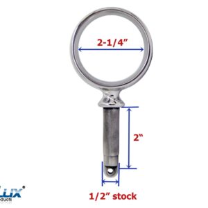 SeaLux 316 Stainless Steel I.d. 2-1/4" Round Oarlock Heavy Duty 1/2"x 2" Shaft for Boat/Kayak (Pair)