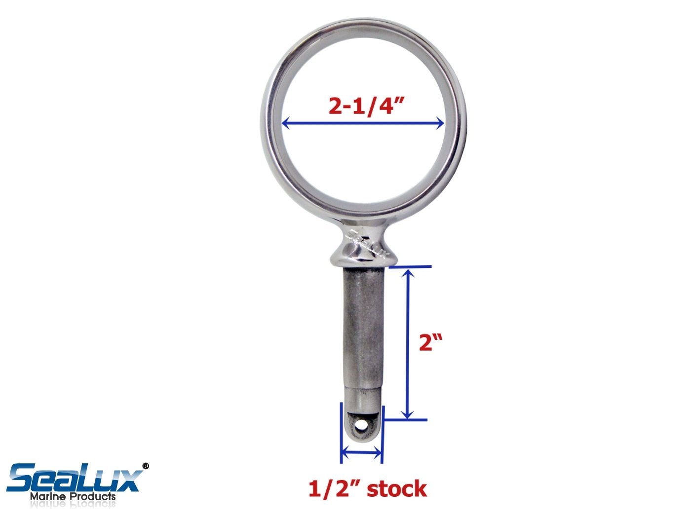 SeaLux 316 Stainless Steel I.d. 2-1/4" Round Oarlock Heavy Duty 1/2"x 2" Shaft for Boat/Kayak (Pair)