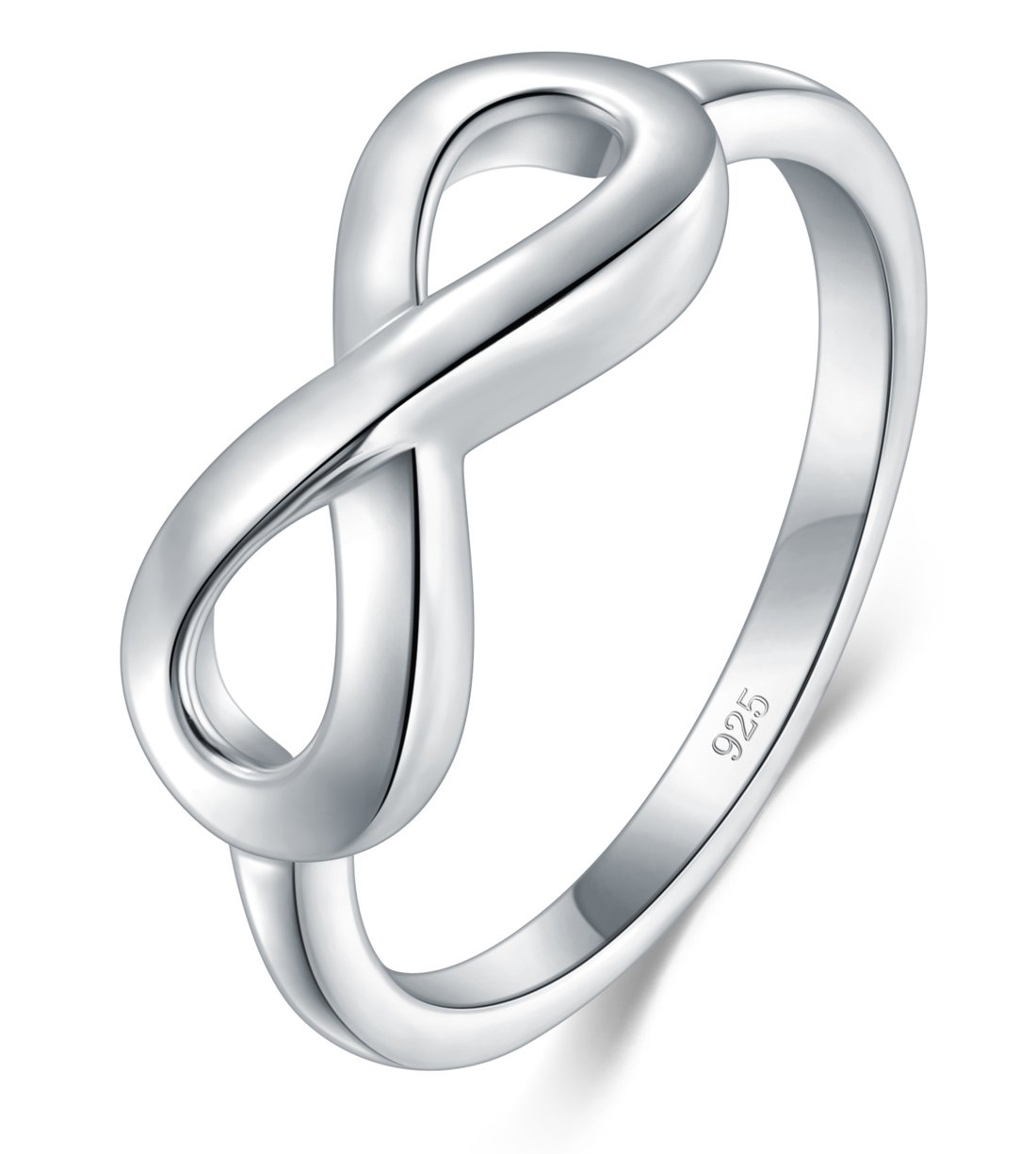 BORUO 925 Sterling Silver Ring High Polish Infinity Symbol Tarnish Resistant Comfort Fit Wedding Band Ring Size 7