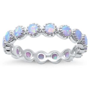 oxford diamond co sterling silver round lab created white opal eternity ring sizes 8