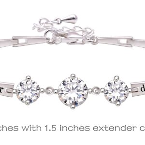 ALOV Jewelry Sterling Silver "mother daughter" Cubic Zirconia Bracelet