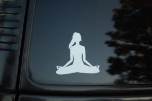 yoga girl sticker vinyl decal namaste choose color!! car window laptop (v12) (white)