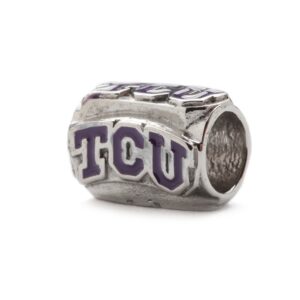 TCU Charm for TCU Charm Bracelets - 4 Sided TCU Logo Bead - Hypoallergenic Stainless Steel Charms - TCU Gifts for Women