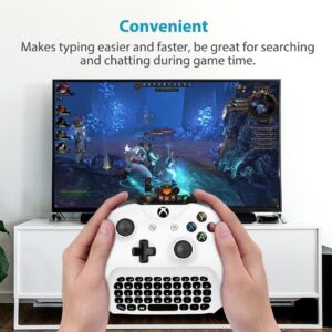 Megadream Xbox One Wireless Chatpad Keyboard with 3.5mm Audio Jack for Xbox One/One S/One X, Xbox Series S/X, Xbox One Elite/Elite 2, PC – 2.4G USB Receiver & Charge Cable included