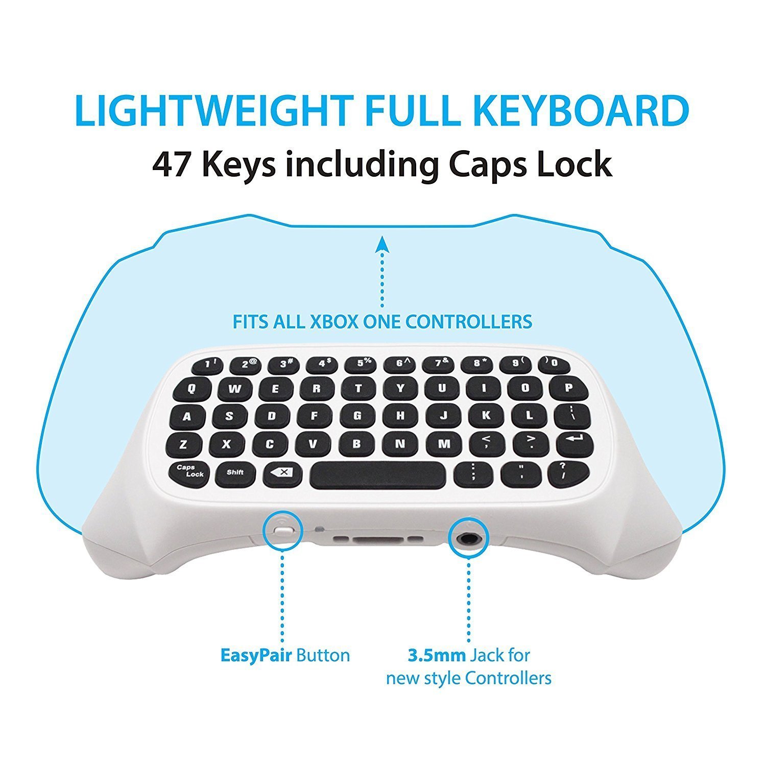 Megadream Xbox One Wireless Chatpad Keyboard with 3.5mm Audio Jack for Xbox One/One S/One X, Xbox Series S/X, Xbox One Elite/Elite 2, PC – 2.4G USB Receiver & Charge Cable included