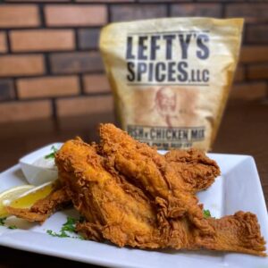 Lefty's Original Fish N' Chicken Mix | Air Fry and Oven Baked Seasoned Coating Mix for Fish, Chicken, Pork Chops, Shrimp and Vegetables | 16 oz.