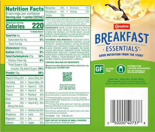 Carnation Breakfast Essentials High Protein Ready-to-Drink, Classic French Vanilla, 8 FL OZ Bottle (Pack of 6) (Packaging May Vary)