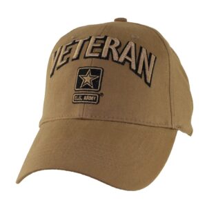 eagle crest u.s. army veteran baseball hat, coyote brown