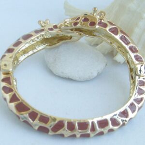 Unique Animal Giraffe Bracelet Bangle Cuff Clear Austrian Crystal Gold-Tone Brown Spot