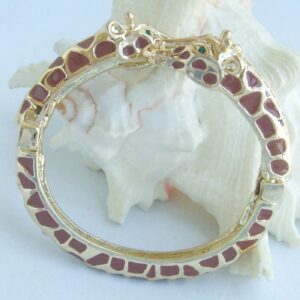 Unique Animal Giraffe Bracelet Bangle Cuff Clear Austrian Crystal Gold-Tone Brown Spot