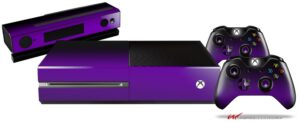 smooth fades purple black - holiday bundle wraptorskinz decal style vinyl skin wrap compatible with xbox one original console, kinect and 2 controllers (gaming system not included)