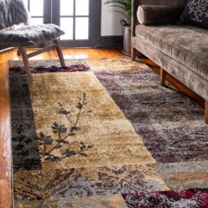 Unique Loom Barista Collection Area Rug - Pache (9' x 12' Rectangle, Beige/ Black)