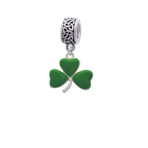 Delight Jewelry Silvertone Green Three Leaf Clover - Shamrock - Celtic Knot Charm Bead