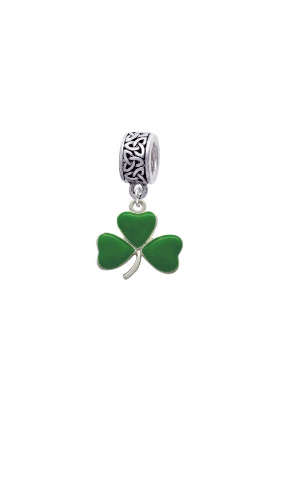 Delight Jewelry Silvertone Green Three Leaf Clover - Shamrock - Celtic Knot Charm Bead