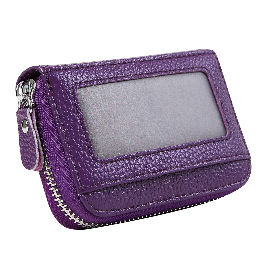 Women's RFID Blocking 12 Slots Credit Card Holder Leather Accordion Wallet,purple