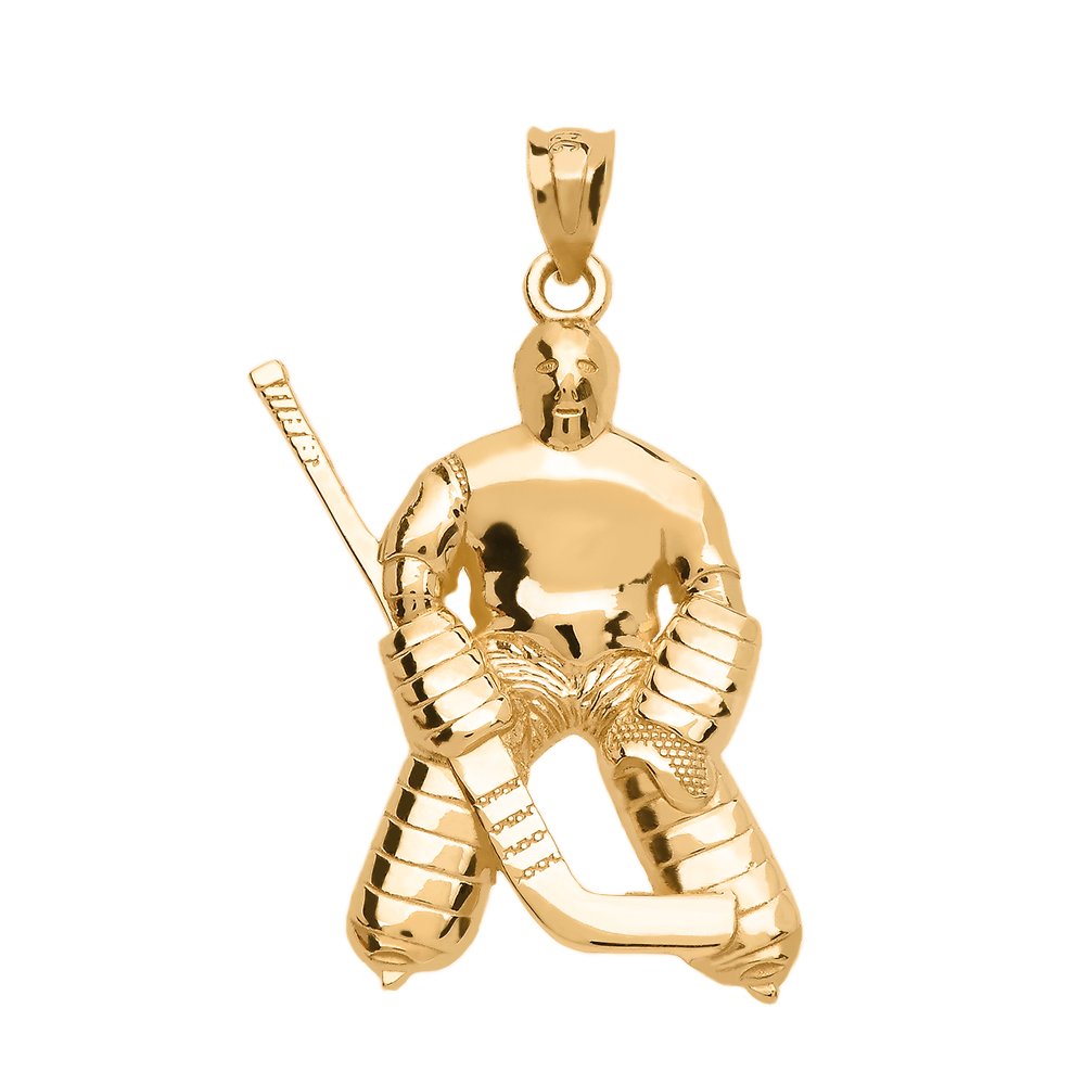 CaliRoseJewelry Hockey Goalie Player Pendant in 10k Yellow Gold