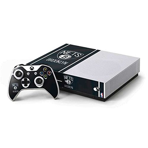 Skinit Decal Gaming Skin Compatible with Xbox One S Console and Controller Bundle - Officially Licensed NBA Brooklyn Nets Jersey Design