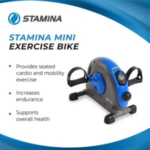 Stamina Mini Exercise Bike with Smooth Pedal System - Portable Pedal Exerciser - Cardio Equipment Fitness Bike - Stationary Bike for Home Workout - Blue