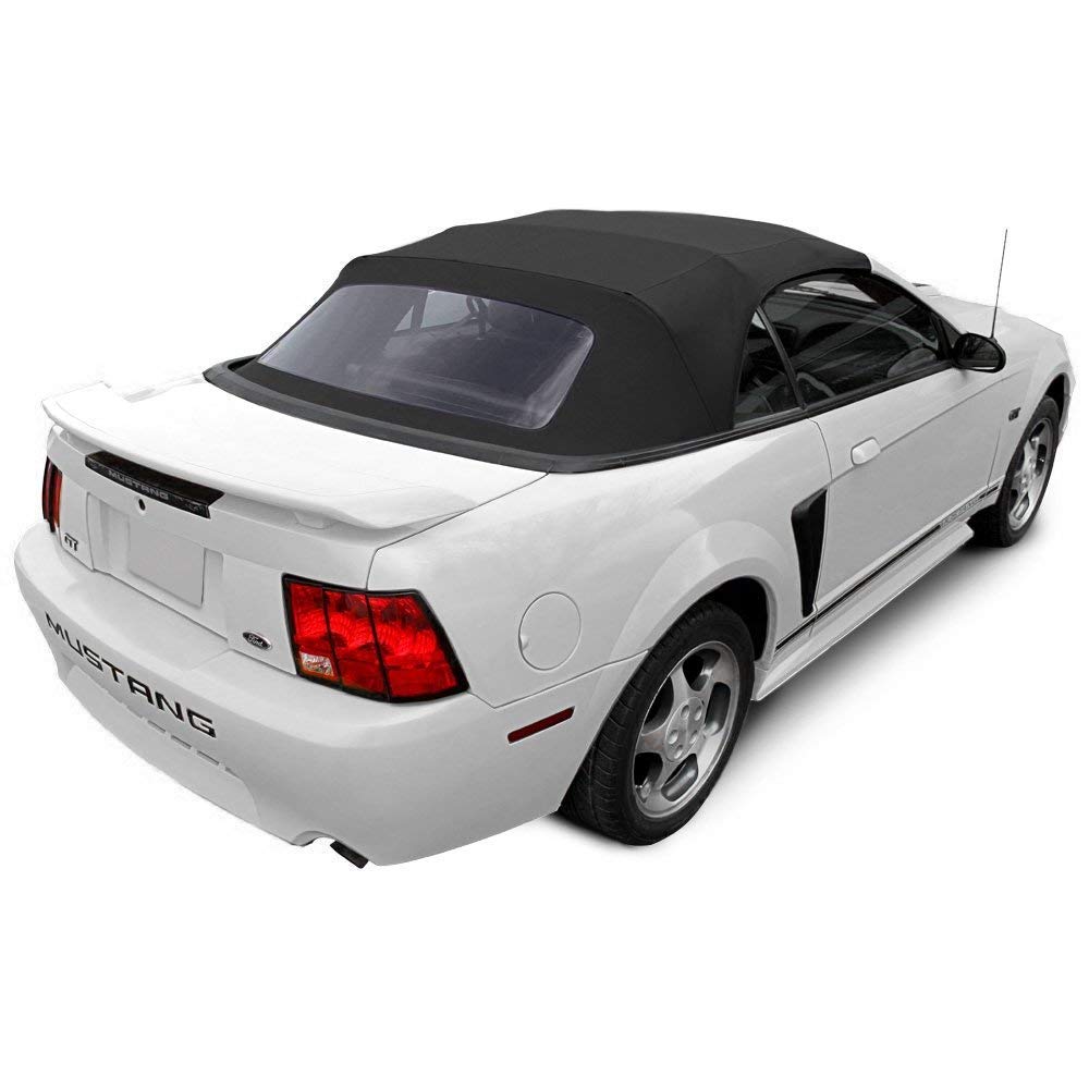 Replacement for: Ford Mustang 1994-2004 Convertible Soft Top & Plastic Window Black Sailcloth (1 Piece Easy Install)