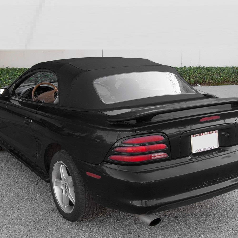 Replacement for: Ford Mustang 1994-2004 Convertible Soft Top & Plastic Window Black Sailcloth (1 Piece Easy Install)