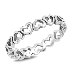 eternity heart love promise cute ring new .925 sterling silver band size 10