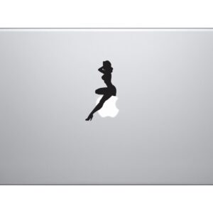 Sexy Pin Up Girl Silhouette Vinyl Decal Sticker Compatible With Apple Logo on iPad MacBook Pro Air Decal 13" 15" 17" Keyboard Keypad Mouse pad Track pad Laptop Babe Sticker