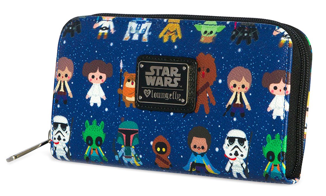 Loungefly Star Wars Baby All Over Print Zip Around Wallet, Blue