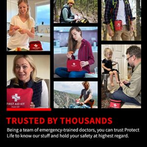 Protect Life First Aid Kit for Home/Business | HSA/FSA Eligible Emergency Kit | Hiking First aid kit Camping | Travel First Aid Kit for Car|Small First Aid Kit Travel/Survival Medical kit - 200 Pieces