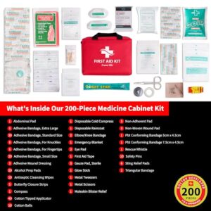 Protect Life First Aid Kit for Home/Business | HSA/FSA Eligible Emergency Kit | Hiking First aid kit Camping | Travel First Aid Kit for Car|Small First Aid Kit Travel/Survival Medical kit - 200 Pieces