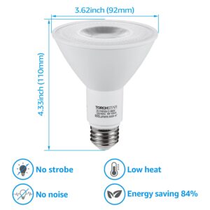 TORCHSTAR PAR30 Long Neck LED Bulb, CRI90+ Dimmable LED Spotlight Bulbs, 8W=75W, 3000K Warm White, UL & ES Listed, 800LM Super Bright, for Recessed Trim Lighting, Track Light, Pack of 6