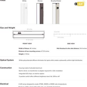 GETINLIGHT 3 Color Levels Dimmable LED Under Cabinet Lighting with ETL Listed, 48-inch, Warm White (2700K), Soft White (3000K), Bright White (4000K), White Finished, IN-0210-6