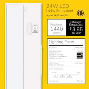 GETINLIGHT 3 Color Levels Dimmable LED Under Cabinet Lighting with ETL Listed, 48-inch, Warm White (2700K), Soft White (3000K), Bright White (4000K), White Finished, IN-0210-6