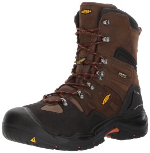 keen utility mens coburg 8" steel toe waterproof work boots, cascade brown/brindle, 15 wide us